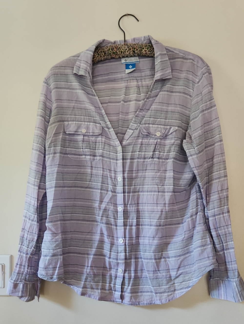 Columbia Lavender Striped Button-Down Shirt